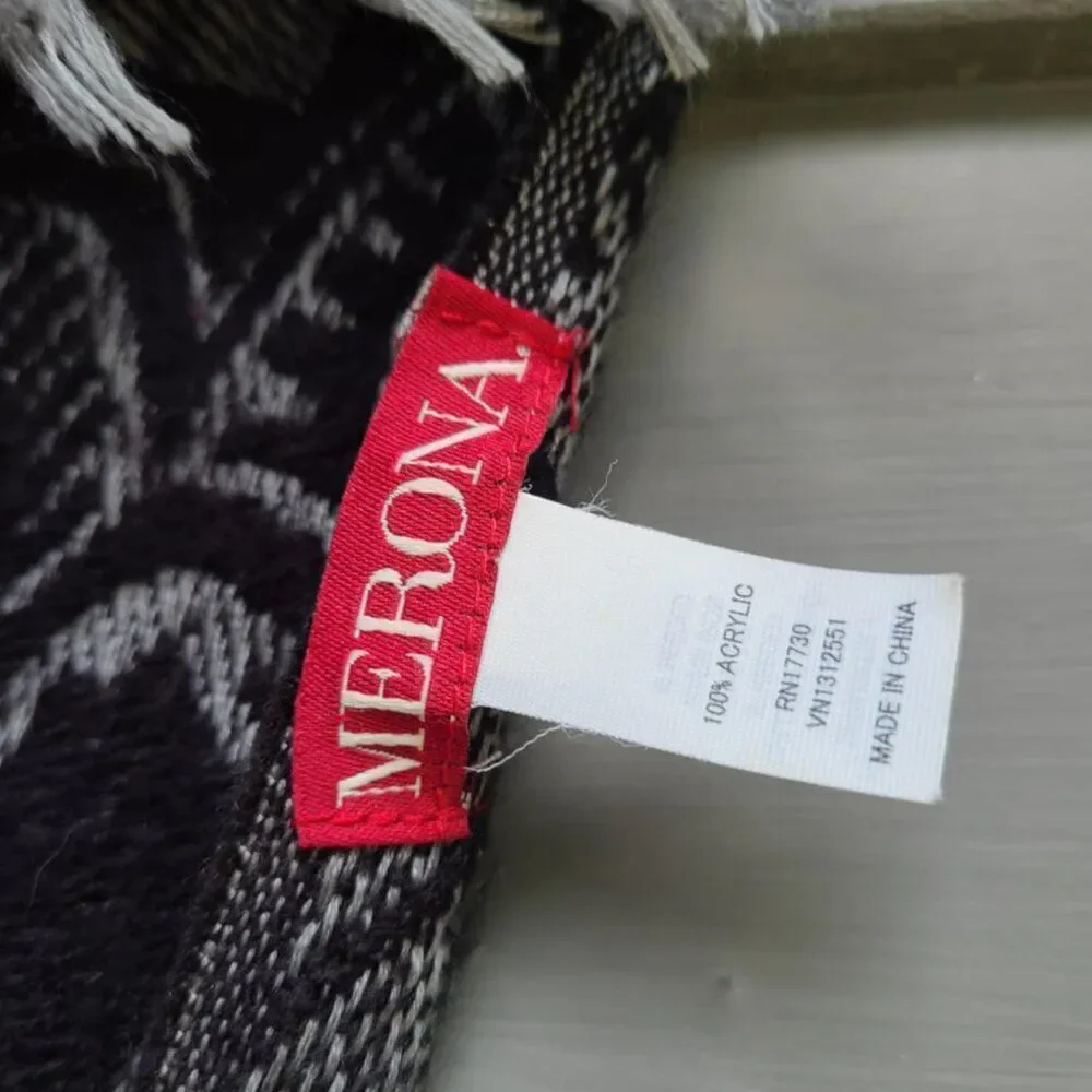 Merona Acrylic Black Gray Scarf Wrap